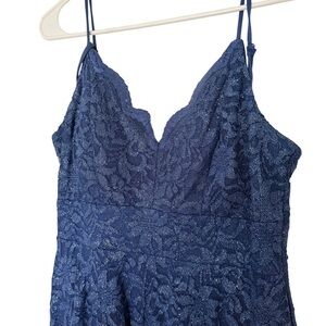 Elegant Blue Lace Formal Short Dress